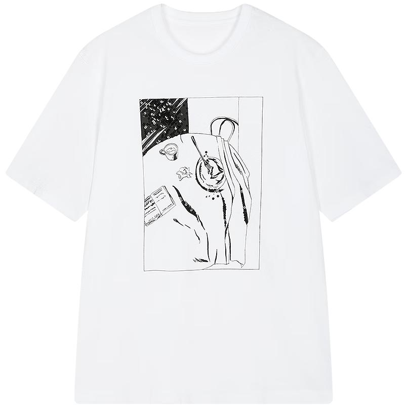 JNBY 2025 Autumn Comic Print Cotton Short Sleeve T-Shirt