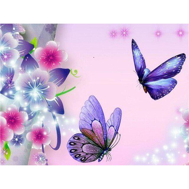 DIY 5D Diamant Malerei Schmetterling Blume voller runder Strass Tier Mosaik Kreuzstich