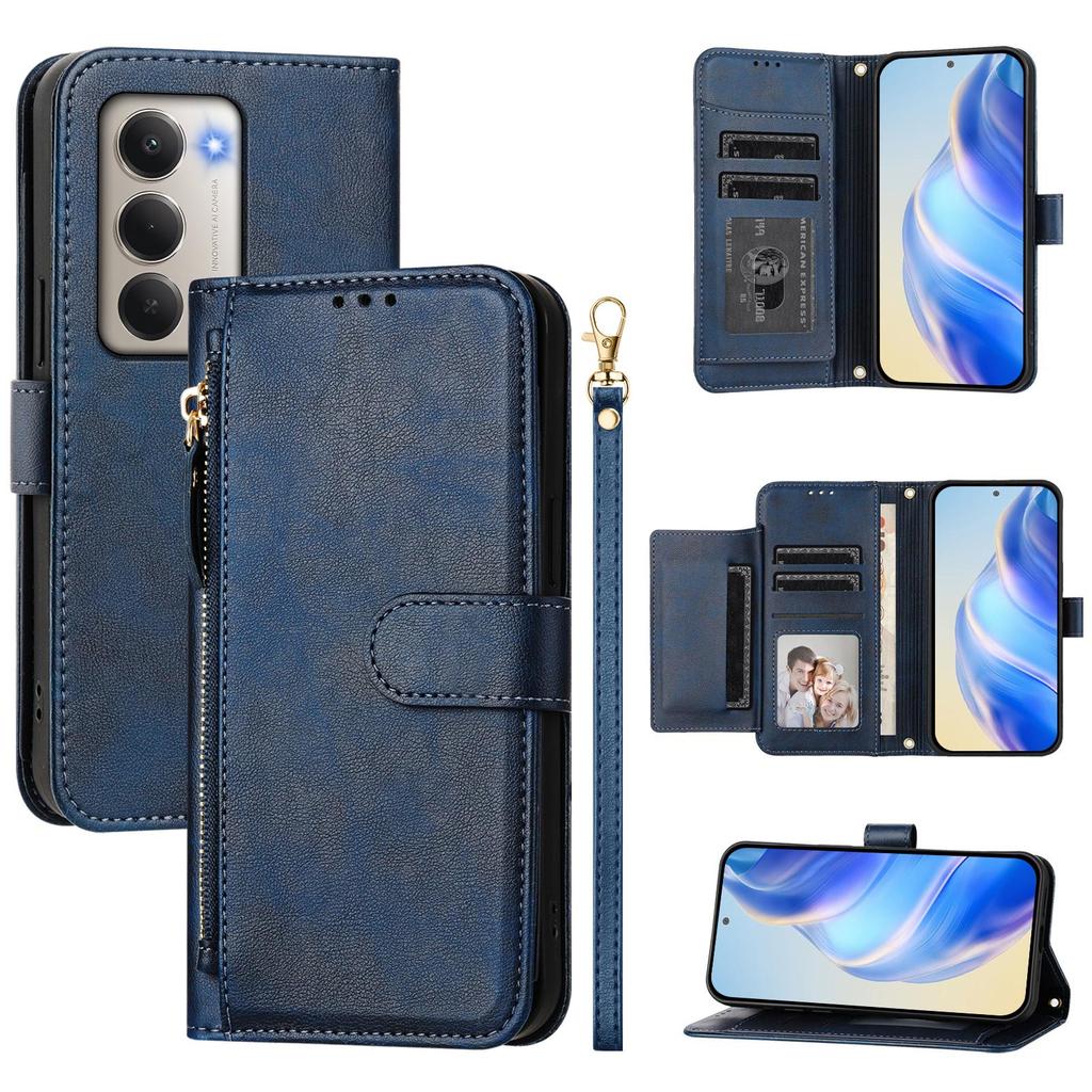 For Xiaomi Redmi 15 5G Case Zipper Pocket Multiple Card Slots Leather Phone Cover