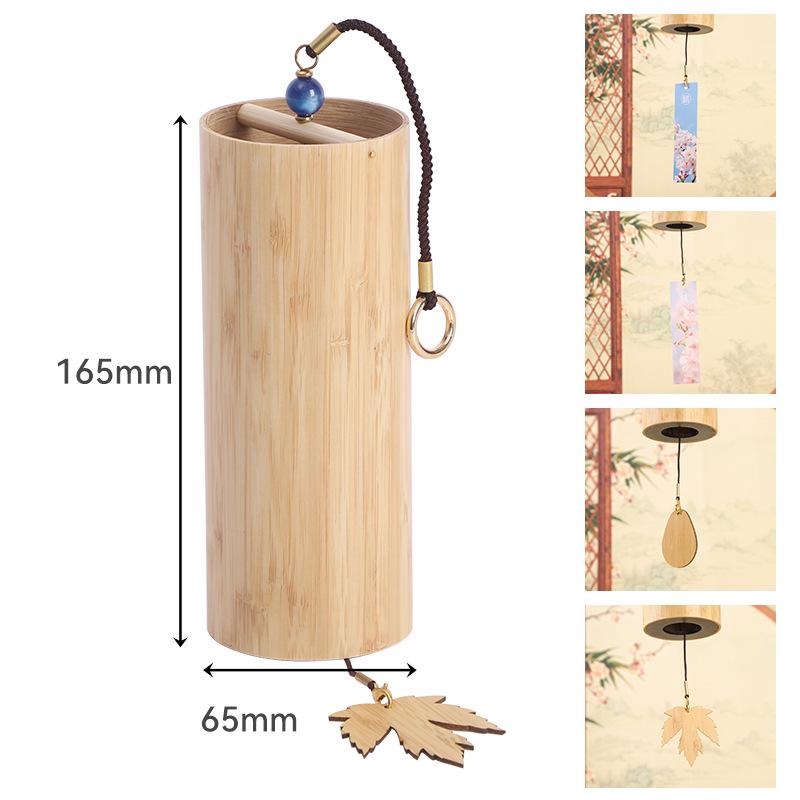 Japanese Antique Hand-Cranked Bamboo Wind Chimes: Ancient Style with Crystal and Copper Accents