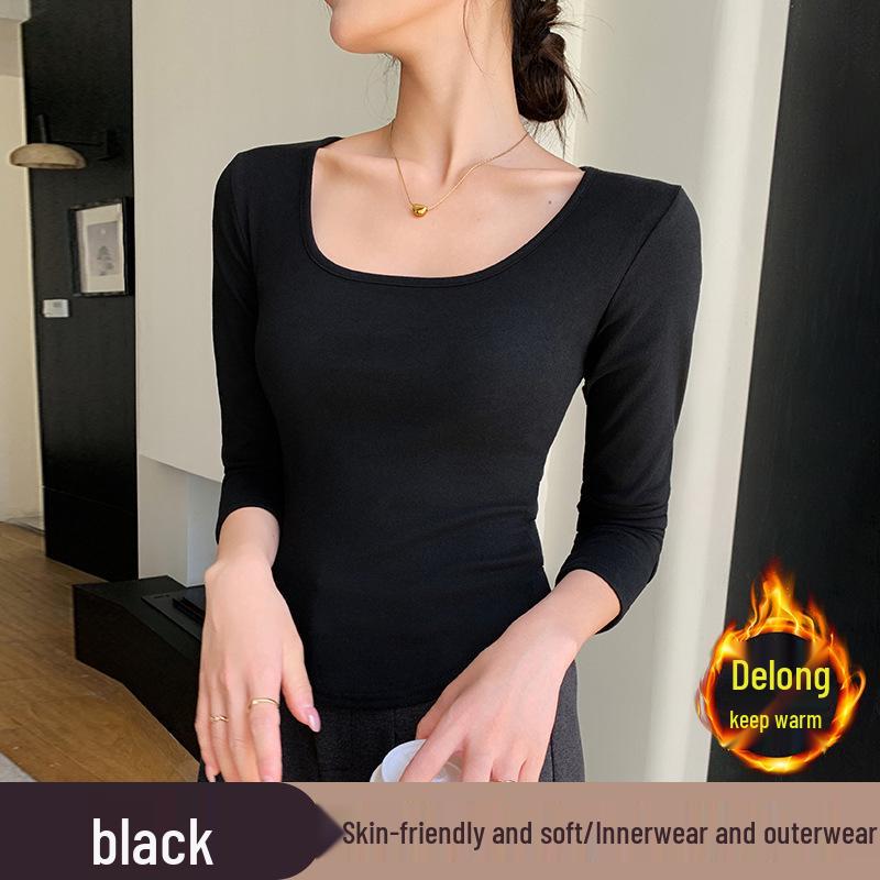 2025 New Autumn/Winter Women’s Warm Velvet Long Sleeve Base Shirt