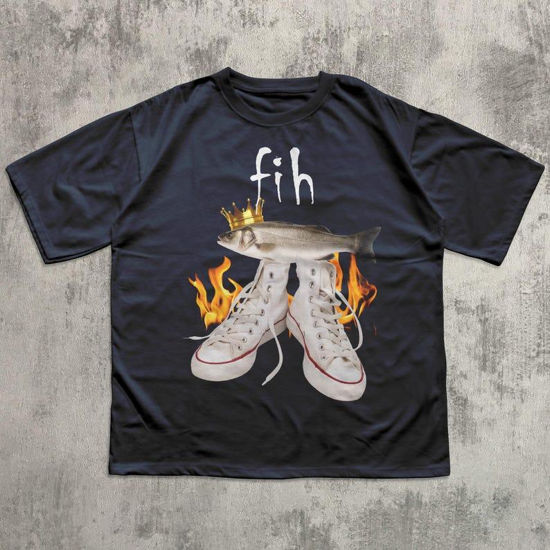 Fih Funny Memes Fish Shape Crazy Clothes Ironic Stupid Gifts Strange T-shirts Stupid Stupid Embarrassing Street Wear Tops S