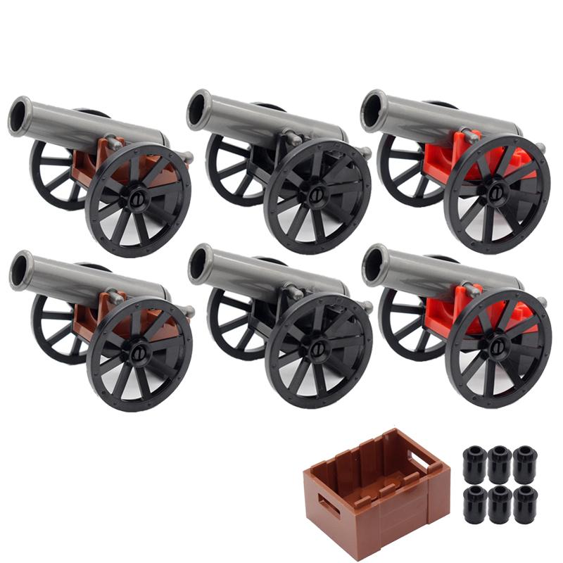 MOC Medieval Army Weapons Building Blocks Cannon Pirate Ship Soldiers Figures Military War Scene Assembling Mini Brick Toy Gifts