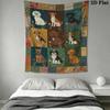 Retro patchwork Animal Wall Tapestry Aesthetic Wall Hanging Printed Fabric Blanket Decorative Tapestries for Bedroom Living Room Home Decor