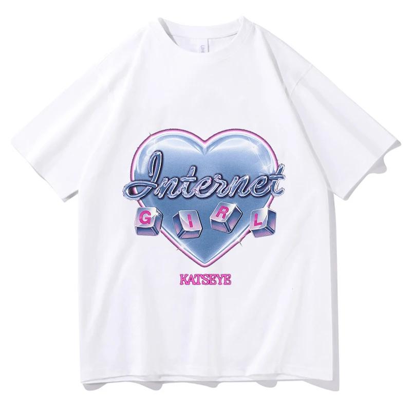 KATSEYE INTERNET GIRL Tour 2026 Tshirt Summer Short Sleeve Unisex Oneck Tshirts Cotton Unisex Streetwear Print Fashion Tops Tees S