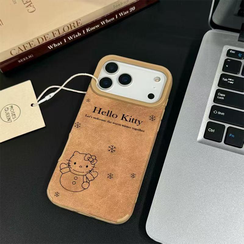 

Snowy KT Cat Tian Ti Lambskin Phone Case for Apple 17/16/14pro/15promax/13/12 iPhone 11