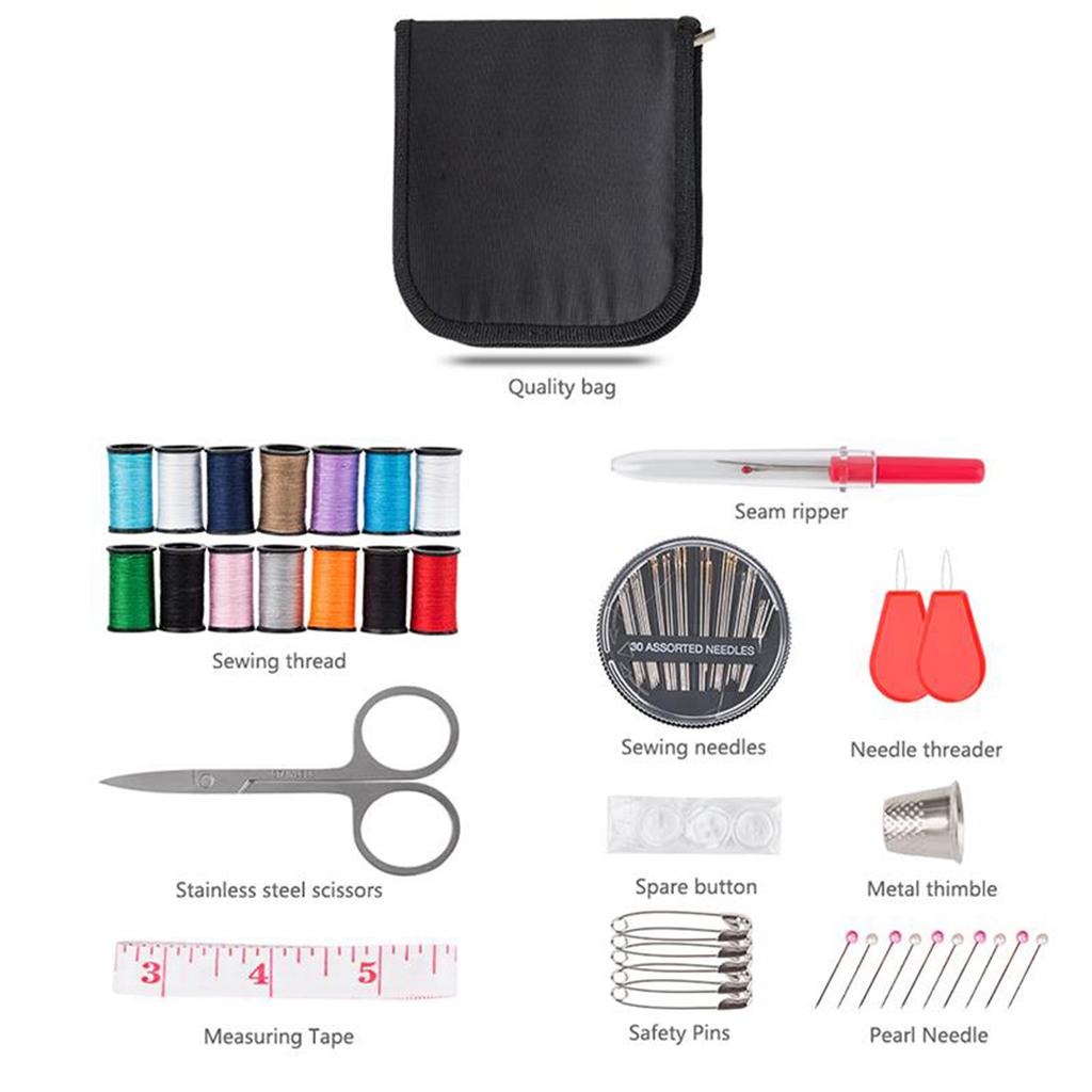 Mini travel sewing kit for adults - Basic emergency sewing kit with multi-coloured threads and needles Small sewing kit for beginners