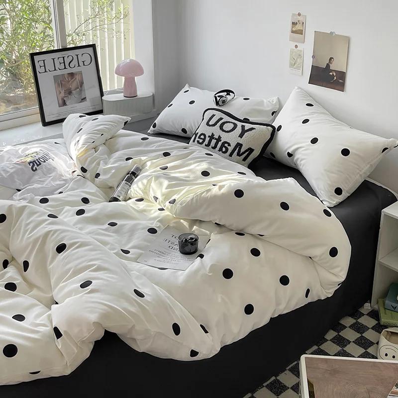 Bed Linen Bed Sheets Set Stripes Duvet Suit Cover Set Quilt Cover Bed Sheet Quilt Sets Queen Size Ins Blogger Comforter Sets