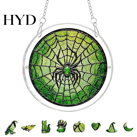 Ghost Themed Halloween Sign Acrylic Puzzle Decor, 2D Pumpkin Skeleton Hanging Sign, Faux Decoration Stained Glass Spooky for Party Home Stress Relief