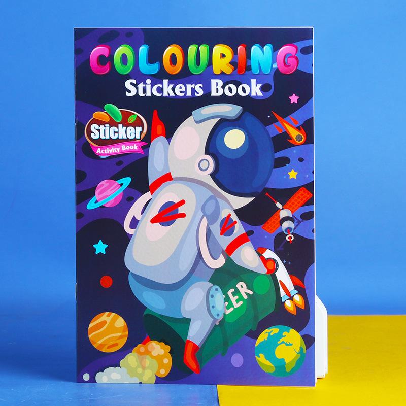 A5 Cartoon Einhorn Mal- und Stickerbuch für Kinder