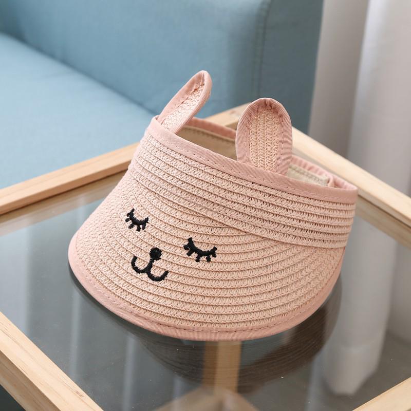 Children's Spring and Summer Sun Hat with Adorable Rabbit Ears - Cute, Cartoon Design for Boys and Girls, Offering UV Protection.