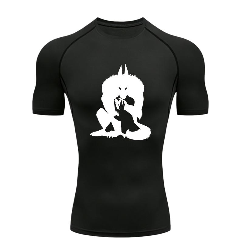 Men Sports T-shirt Training Fitness Compression Athletic Tight Fit Short Sleeve Fitness Breathable Quick-Drying High Elasticity