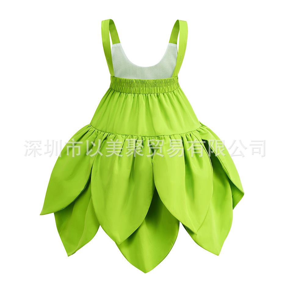 Halloween Children'S Green Elf Necklace Wonderful Fairy Tinker Bell Princess Dress Tinker Bell