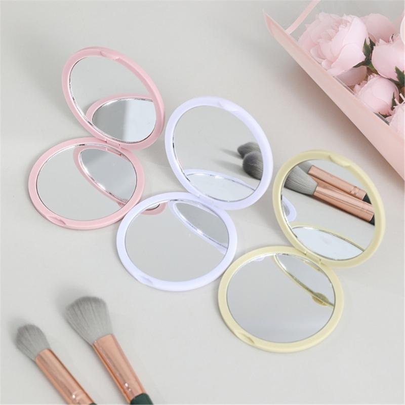 Travel Portable Foldable Vanity Mirror With Regular Glass Panel Double Side Compact Styles Handheld Cosmetic Mirror Tool