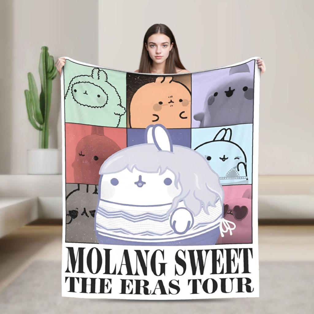 Cute Anime M-Molangs Blankets Coral Fleece Plush Winter Breathable Ultra-Soft Throw Blankets for Sofa Outdoor Bedding Throws