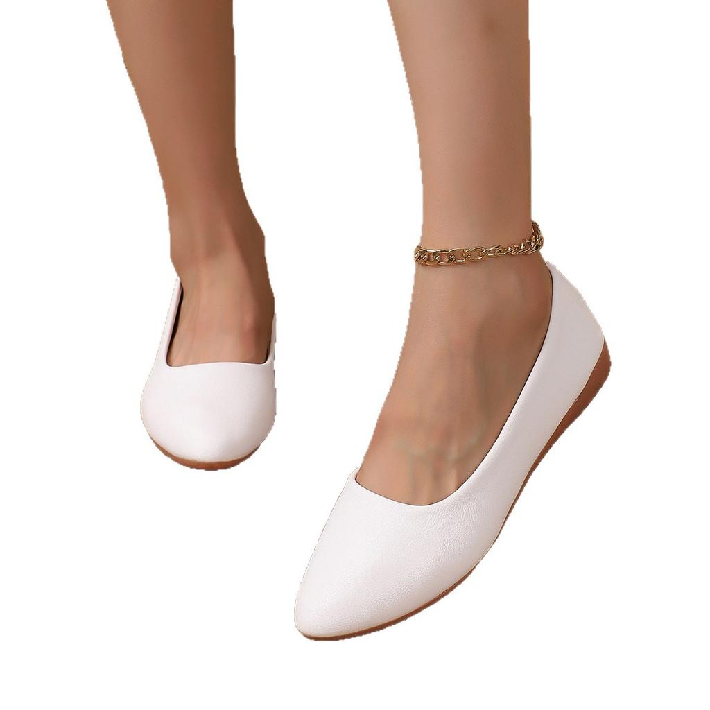 Single shoes New large size flat bottom pointed head shallow mouth simple casual Doudou shoes