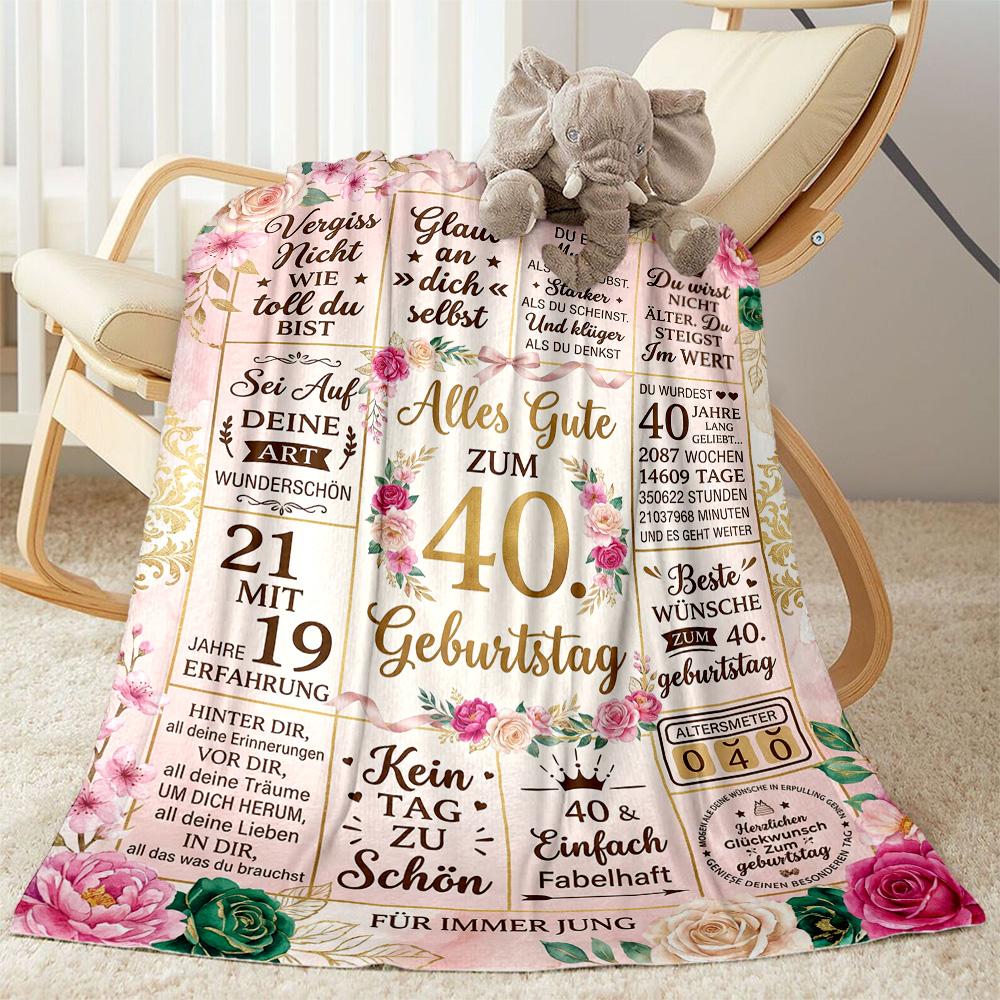 40th Birthday Celebration Blanket Warmthful Decor Great for Bed Seaside Office Chair Four Seasons Universal Playful Design