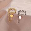 Teamer Infinity Rings with Zircon Pendant Tassel Chain Women Stainless Steel Geometric Rings Couple Jewelry Gift Wholesale