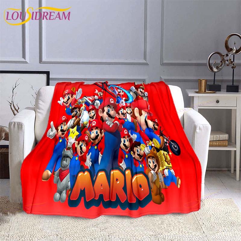 Mario Bros Fashion Blanket Anime Flannel Bed Throw Blanket Soft 3D Printed Cartoon Coverlet Sofa Travel Camping Children Blanket