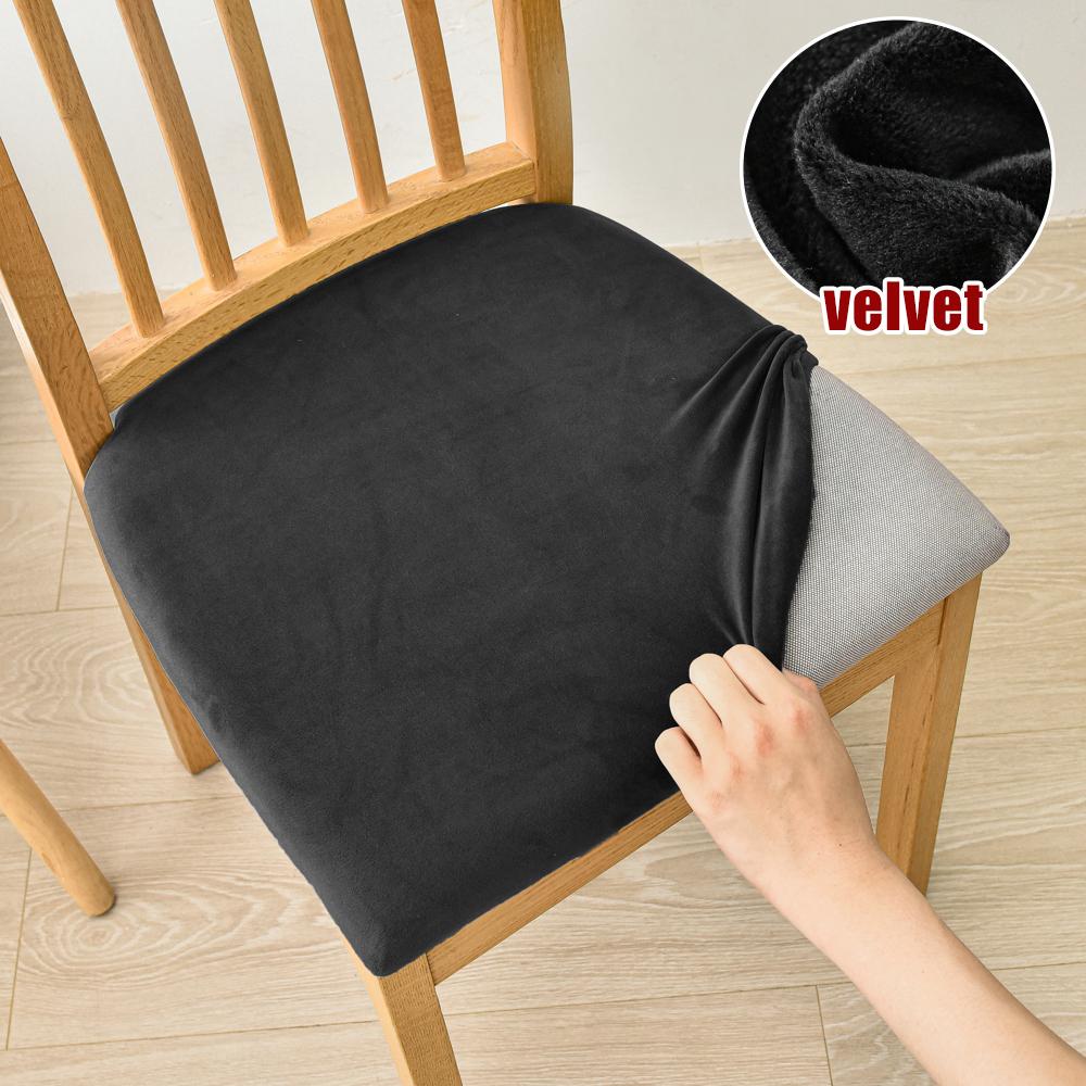 

Эластичные бархатные чехлы на сиденья стула, съемные, моющиеся, с мягкой обивкой, защитные чехлы для стульев для столовой, подушки, чехлы