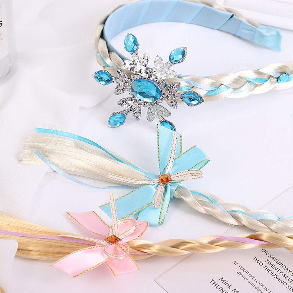 monoii Rapunzel Wig Cosplay Children Halloween Snow Queen Healthy Elsa Wig Cinderella False Hair Princess Headband Princess Dress Up Hair Band Girls