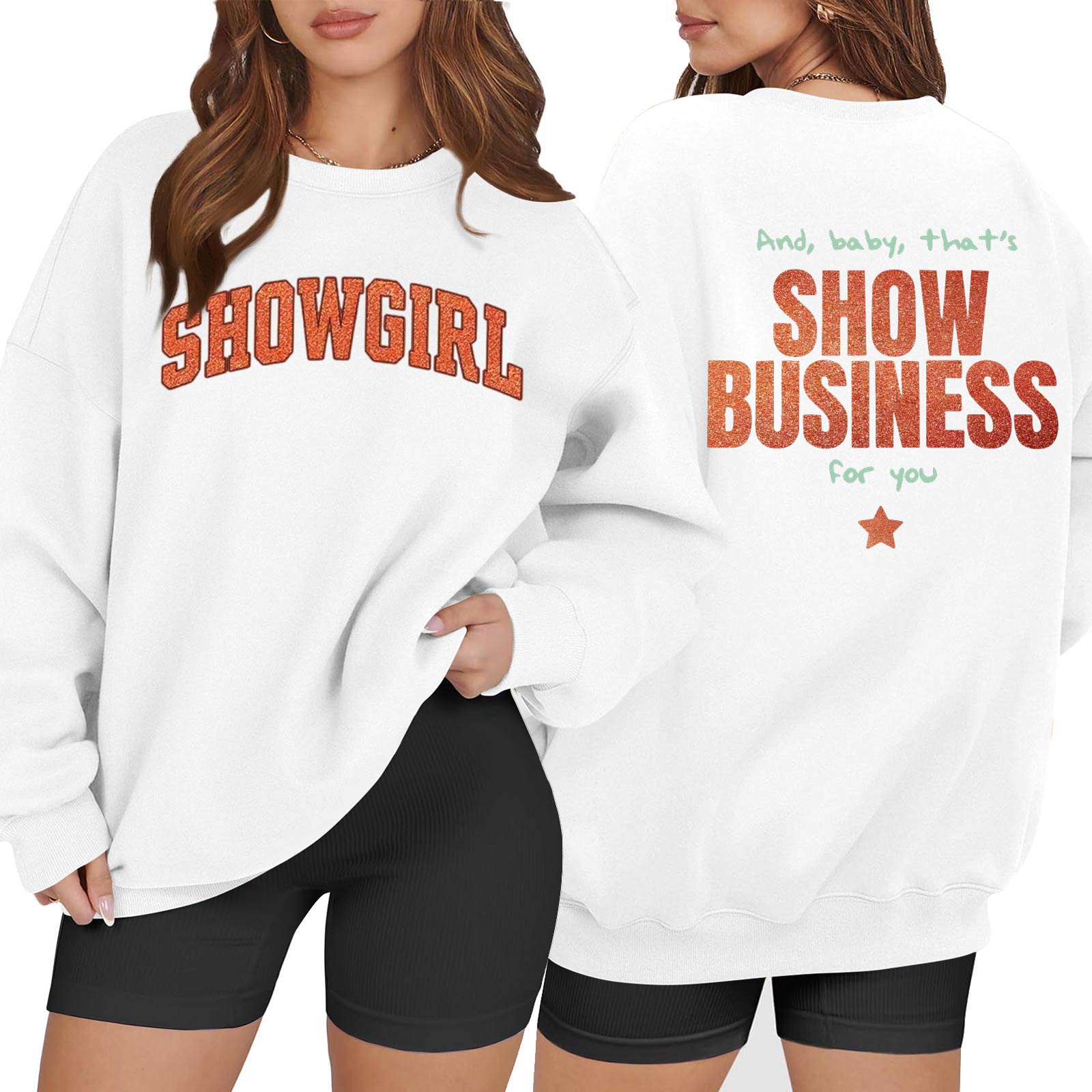 Women s Casual Fashion Long Sleeve Printed Round Neck Sweatshirt Top XL