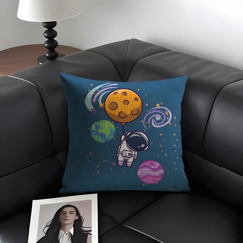 

Astronaut Cute Cushion Cover Natural Linen Organic Fabric DoubleSided Printing Sofa Home Decor Gift Pillow Case 30x30cm