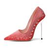 Luxury Thin High Heels Pumps Shoes Woman Large Size Point Toe Red Black Crystal Heeled Party Bridal Wedding Dress Shoes Ladies