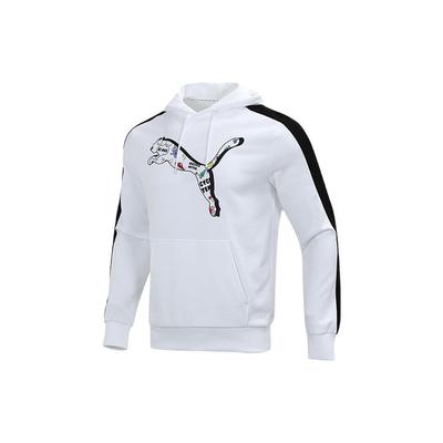 Puma Felpa Casual con Design a Striscia Laterale Manica Lunga Top Unisex Bianco 534513-02