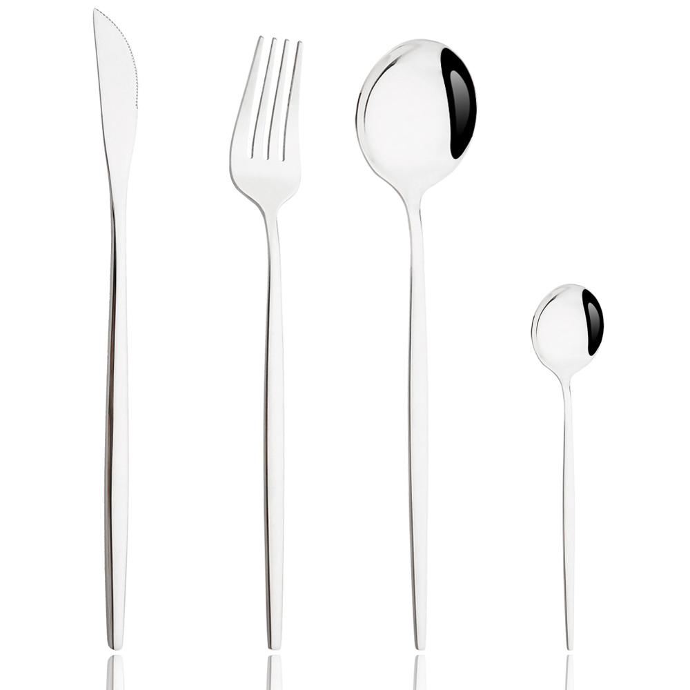 

Drmfiy Розовый Серебристый Набор Столовой Посуды из Нержавеющей Стали Вилка Нож Суповая Ложка Ложка для Льда Набор Столовых Приборов Западные Столовые Приборы Кухонный Набор Столового Серебра серебряный