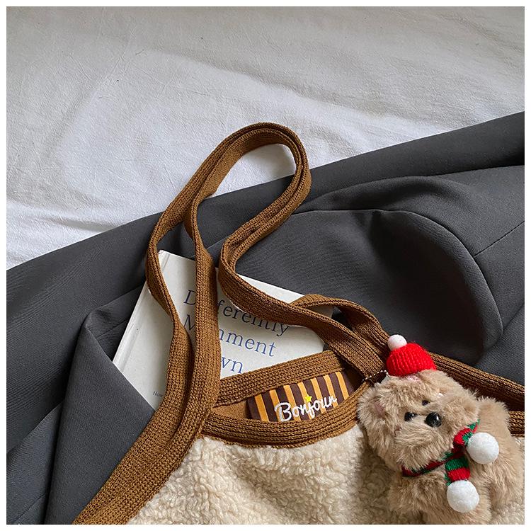 Women's Christmas Frosted Textured Bucket Bag: Simple Autumn/Winter Handbag with Crossbody, Shoulder Strap