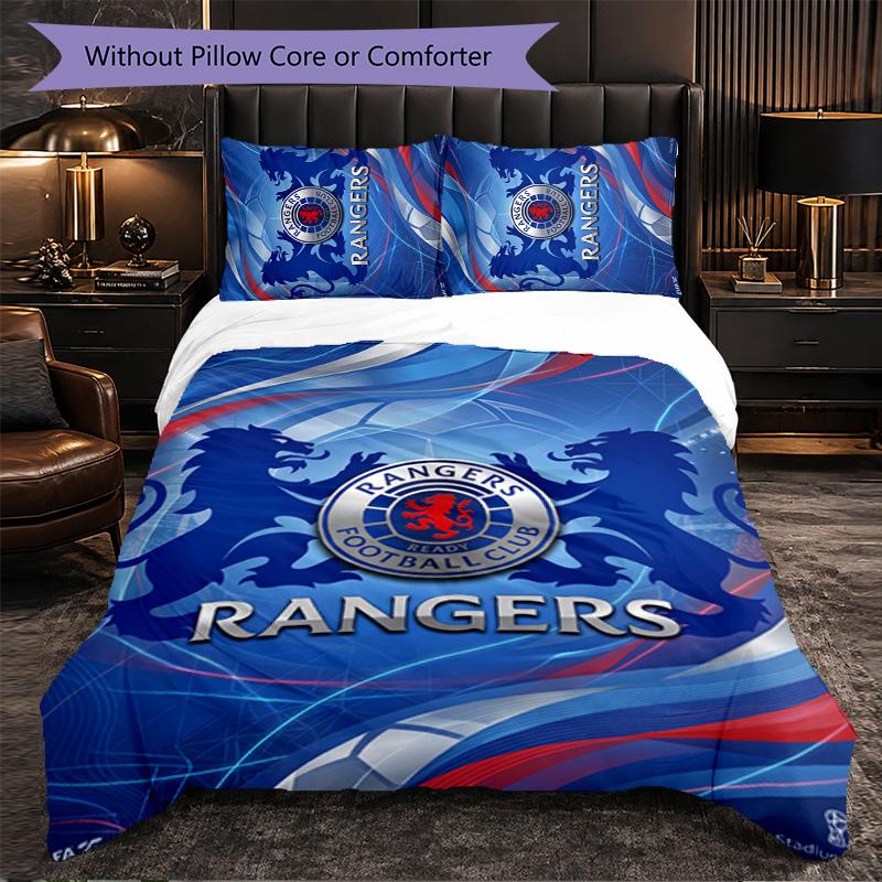 Biancheria da letto a tema Rangers FC Set 3 Pezzi Copripiumino Biancheria da letto Decorativa Per Stanza Adolescenti Decorazione Casa