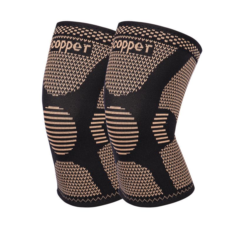 Popular Knitted Adjustable Basketball Sports Knee Pad Supports Compression Copper Knee Sleeve Brace S