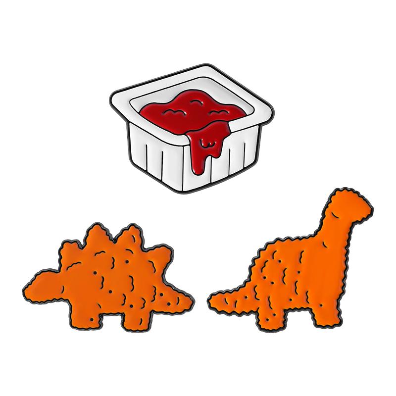 Cute Nugget Dinosaur Enamel Pins Custom Dinosaur Cookies Brooches Lapel Badges Clothes Animal Jewelry Gift for Kids Friends
