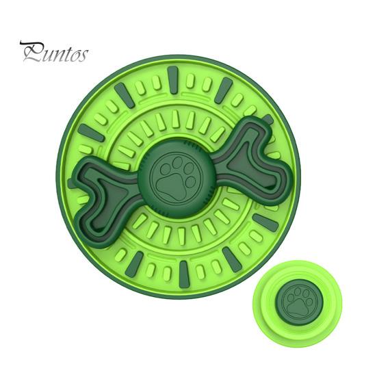 

Коврик для лизания собак, поднос для медленной подачи корма для домашних животных, интерактивная подставка для клетки для собак, игрушка для дрессировки собак с вращающейся костью зелёный