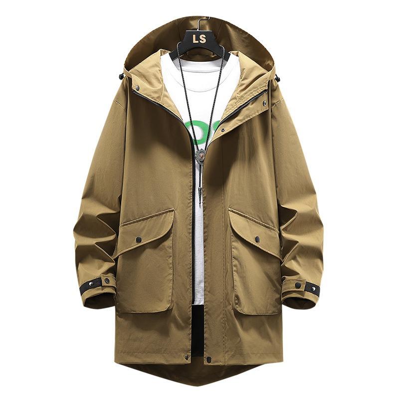 

Тренч Новый весенний Тренч Корейская мужская мода Пальто Мужская длинная ветровка Уличная одежда Мужская повседневная свободная длинная одежда Верхняя одежда L армия зеленый