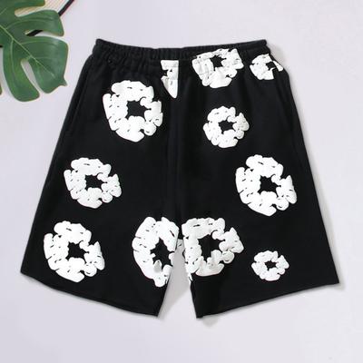 Sommer Herren Shorts Blumendruck Kordelzug Elastische Taille Lose Taschen Plissee Urlaub Strand Sport Casual Homewear Kurze Hosen