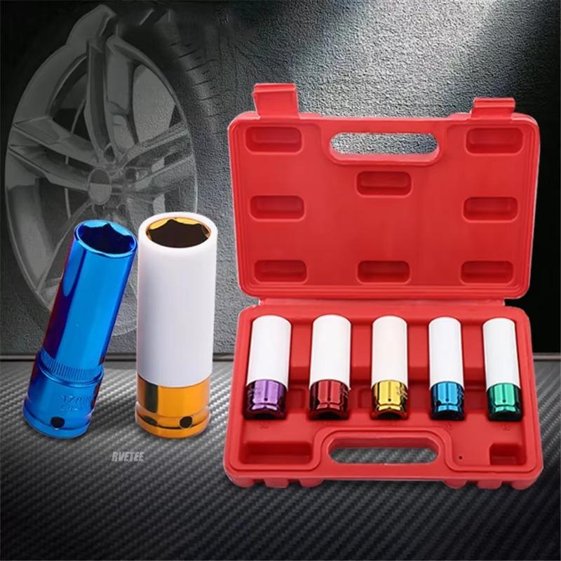 Socket Set 1/2" Drive Heavy Duty 15 17 19 21 22 Mm Socket Tools for Men Wheel Lug Nut Protector Impact Socket Set Gifts