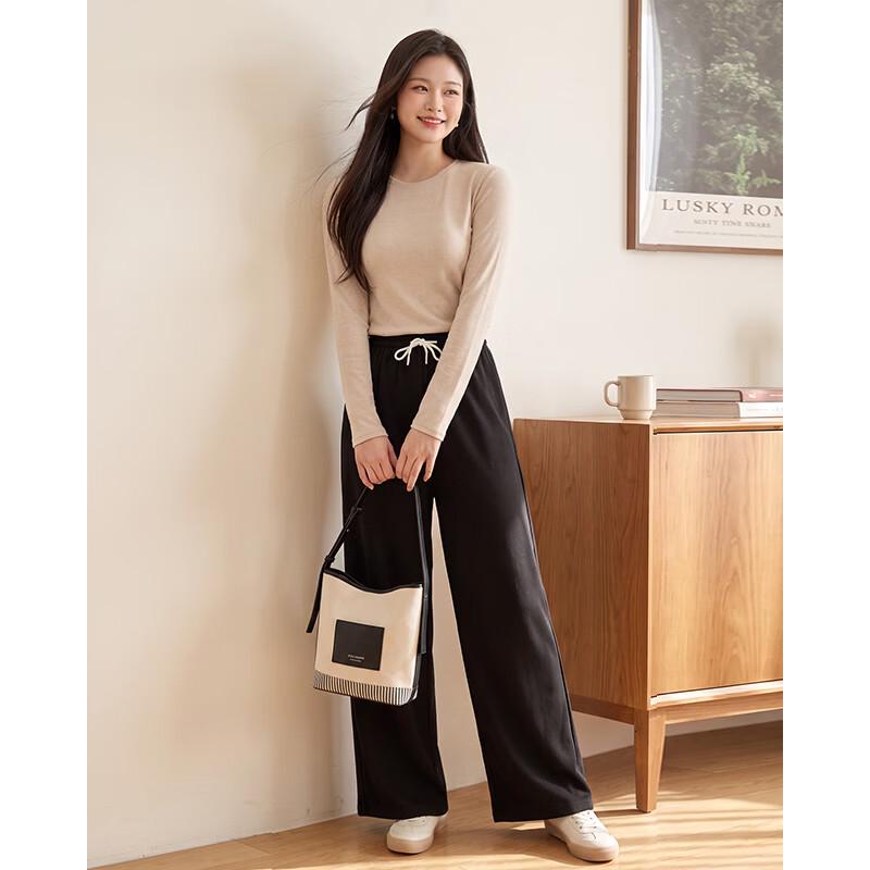 IEF Women's High-Waist Wide-Leg Drawstring Casual Pants
