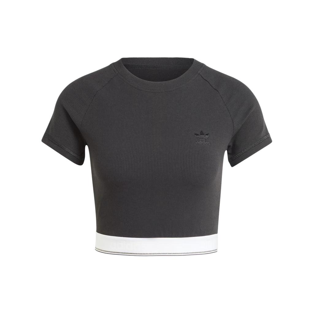 Adidas Originals Tape Waistband Tee Women Tops Black IT9771