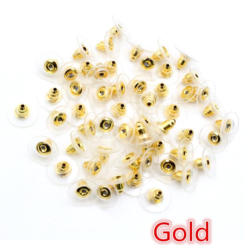 100pcs/Lot 11x6mm Plastic Metal Earring Backs Bullet Stoppers Earnuts Ear Plugs Gold/Silver Plated Findings Jewelry Accessories