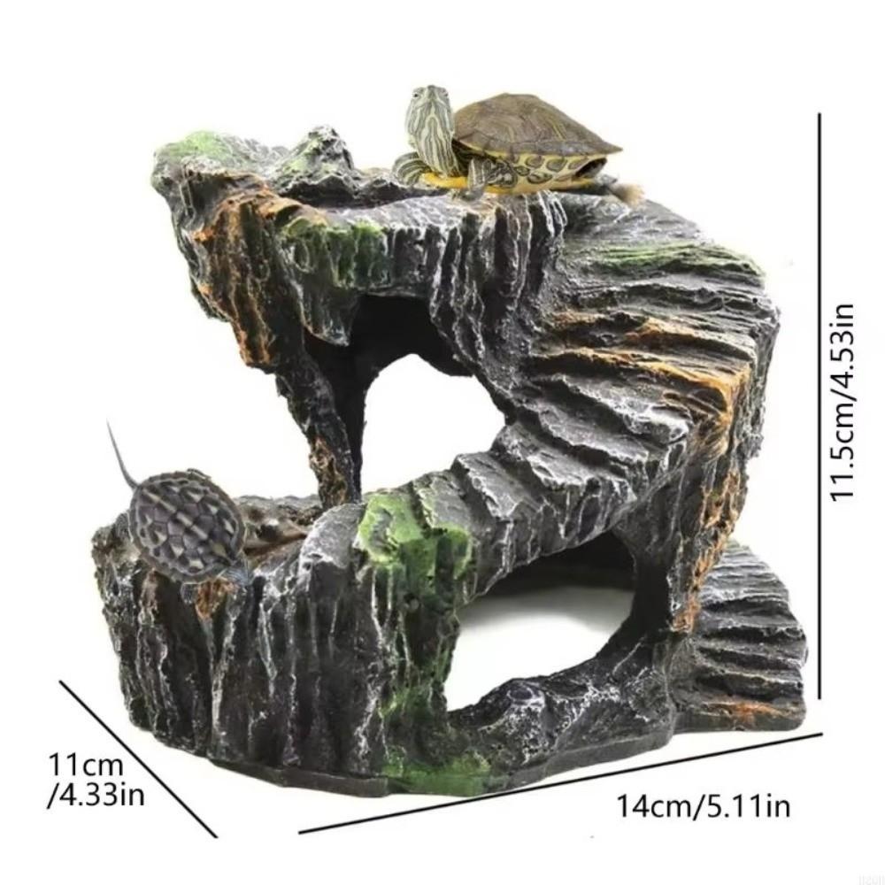 Non-Toxic Turtle Basking Platform Resin Reptile Hiding Cave Artificial Rock Cave  Reptile Habitats