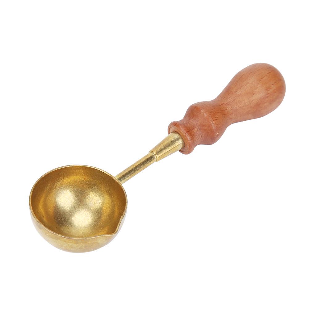 Retro Sealing Wax Furnace Stove Pot Wood Handle Sealing Wax Spoon for Wax Sealing Decorative Wax Stamp Craft Gift