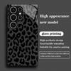 Leopardenmuster Schwarze gehärtete Glas Handyhülle für Samsung Galaxy S26 S25 S24 S23 S22 S21 S20 FE/Plus/Ultra Sturzschutz
