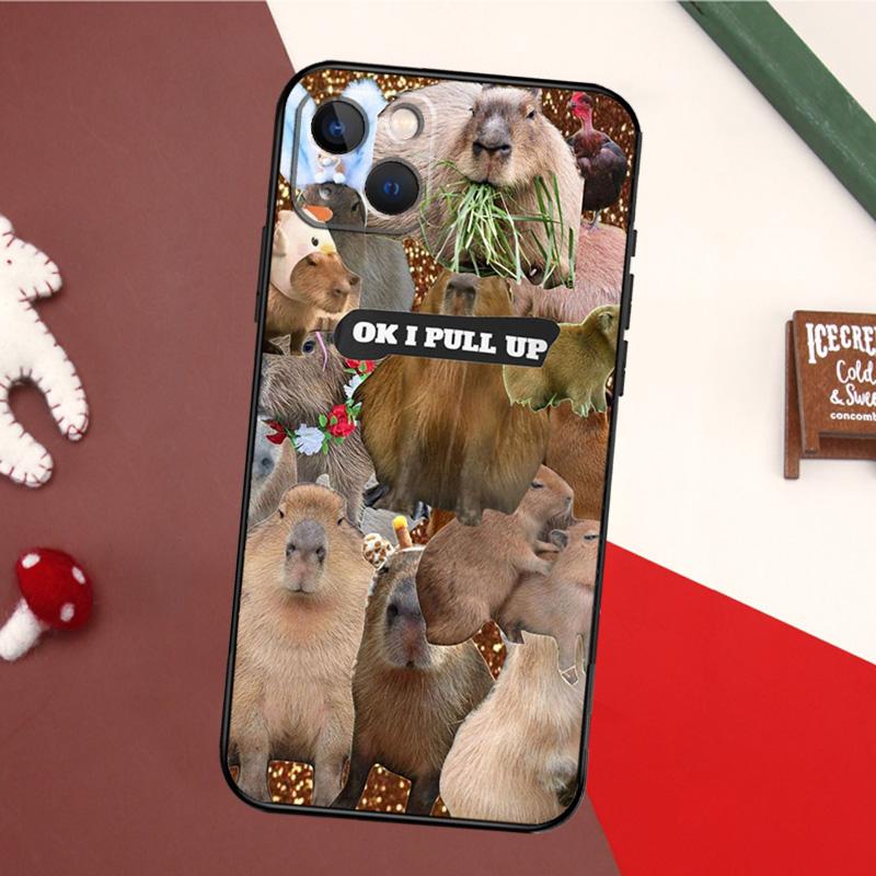 Funny Capybara Case For iPhone 16 Pro Max 14 13 12 11 15 17 Pro Max mini 15 16 Plus 16e 17 Air Back Cover