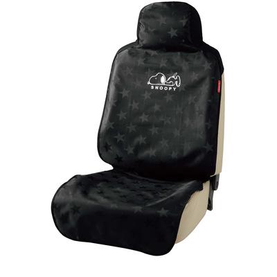Capas de Assento de Carro de Poliéster BONFORM com Estrela do Snoopy Design Fácil e Preto para Banco Dianteiro, Instalação, Impermeável, Lavável, (Uma Capa), 4079-10BK