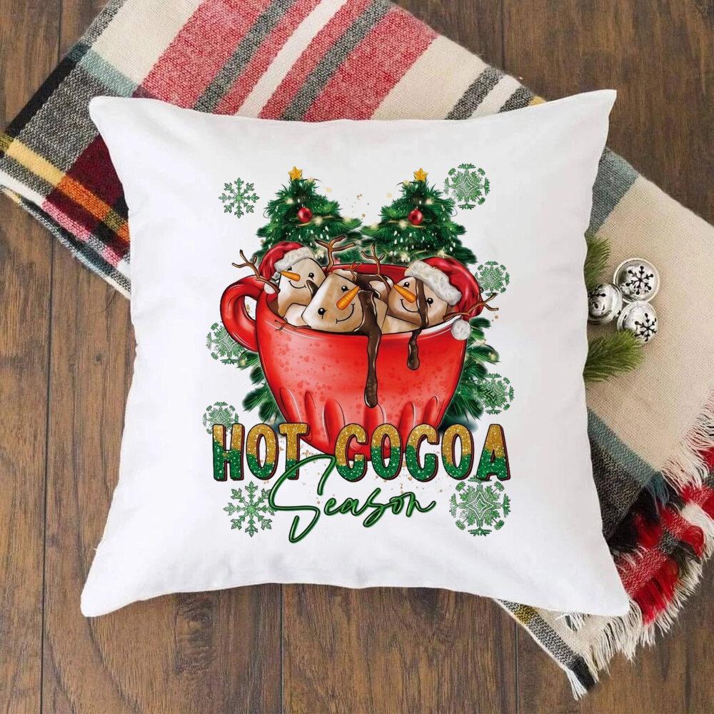 Christmas Crew Deer Print Pillow Case Winter Party Decor Home Cushion Cover Fall Holiday Pillowcase Xmas Gift for Family Friends