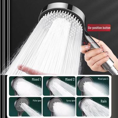 High-Pressure Six-Speed Shower Head with Large Panel & Water Output