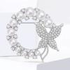 Stylish Pearl Bow Brooches for Women Unisex Rhinestone Round Pins Friend Event Party New Gifts Jewelry Decoration Accessories