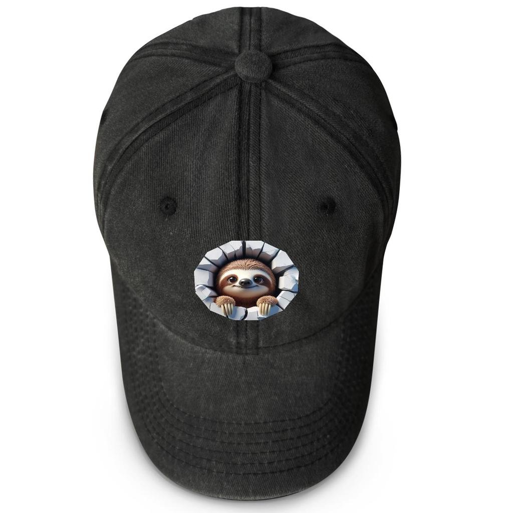 Smiling Sloth Print Adjustable Baseball Hat, Animal Trucker Hat Sporting Headwear Sun Protection Unisex Snapback Baseball Hat